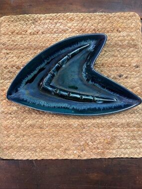 Handcrafted Vintage Blue Drip Glaze Ceramic Decorative Ash Tray